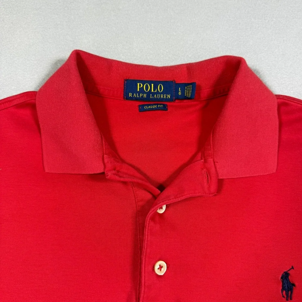 Polo Ralph Lauren Mens Classic Fit Red Short Sleeve Polo Shirt Large L‎ Cotton